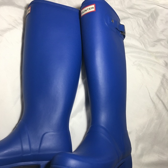 Hunter Blue Tall High Rain Boots - Picture 8 of 14